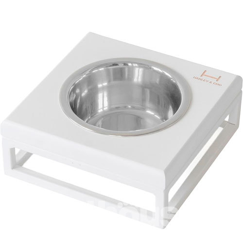 Harley and Cho Одна миска на підставці Lunch Bar White wood + White
