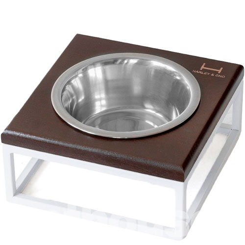Harley and Cho Одна миска на підставці Lunch Bar Brown wood + White