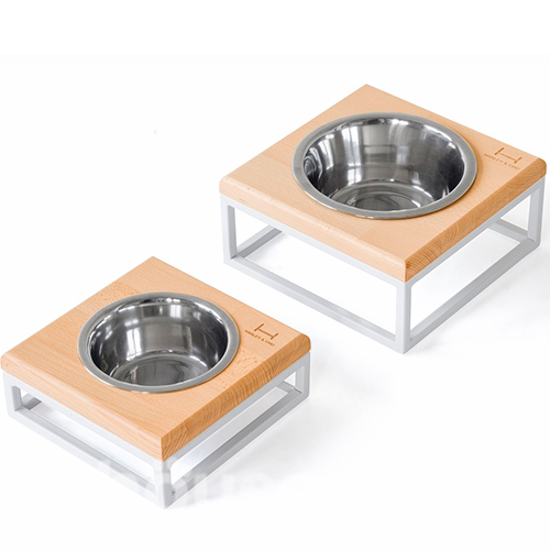 Harley and Cho Одна миска на підставці Lunch Bar Natural wood + White