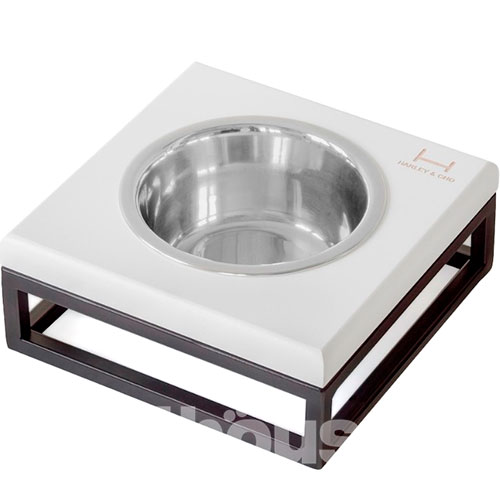 Harley and Cho Одна миска на підставці Lunch Bar White wood + Black