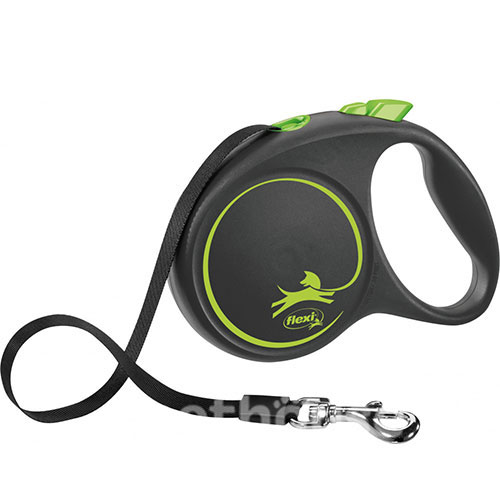 Flexi Black Design L — повідець-рулетка для собак вагою до 50 кг, стрічка, 5 м