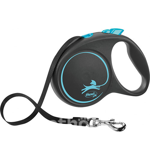 Flexi Black Design L — повідець-рулетка для собак вагою до 50 кг, стрічка, 5 м