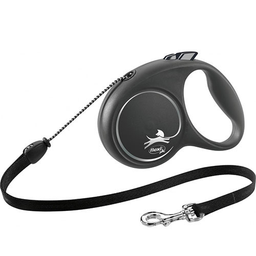 Flexi Black Design M — повідець-рулетка для собак вагою до 20 кг, трос, 5 м