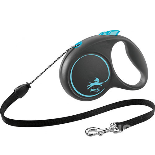 Flexi Black Design M — повідець-рулетка для собак вагою до 20 кг, трос, 5 м