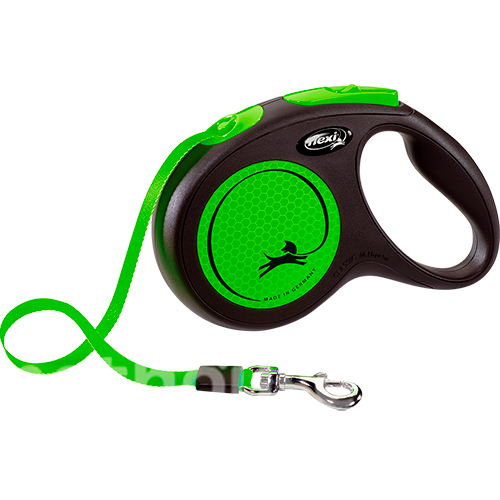 Flexi New Neon M — повідець-рулетка світловідбивна для собак до 25 кг, стрічка, 5 м