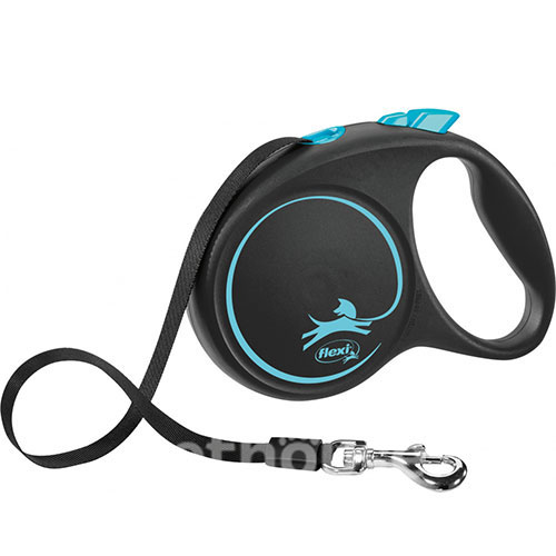 Flexi Black Design M — повідець-рулетка для собак вагою до 25 кг, стрічка, 5 м