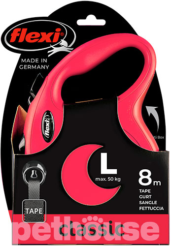 Flexi New Classic L — повідець-рулетка для собак до 50 кг, стрічка, 8 м