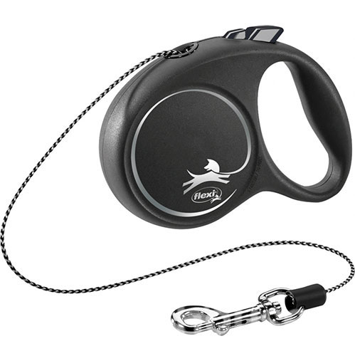 Flexi Black Design XS — повідець-рулетка для котів і собак вагою до 8 кг, трос, 3 м