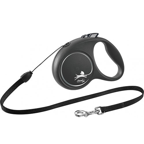 Flexi Black Design S — повідець-рулетка для собак вагою до 12 кг, трос, 5 м