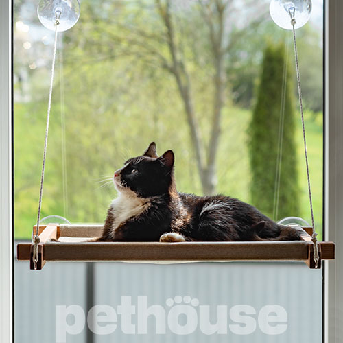 PetJoy Лежанка-гамак на вікно для котів Brown Beige
