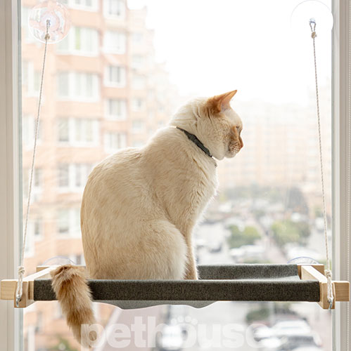 PetJoy Лежанка-гамак на вікно для котів White Gray
