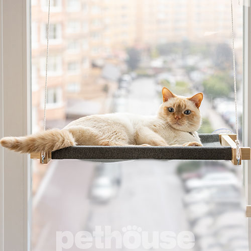 PetJoy Лежанка-гамак на вікно для котів White Gray