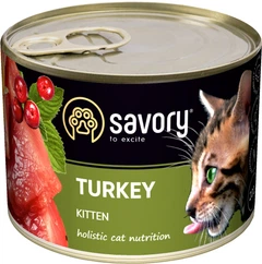Упаковка вологого корму для кошенят Savory Cat Can Kitten індичка 200 г х 6 шт (2700000029916)
