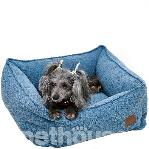 Noble Pet Henry Teddy Blue М'який лежак з бортами для собак і котів