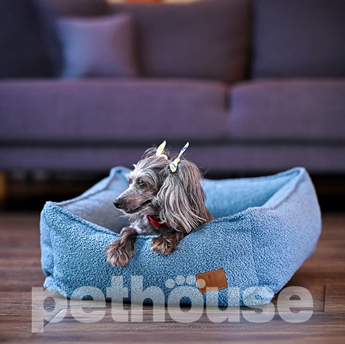 Noble Pet Henry Teddy Blue М'який лежак з бортами для собак і котів