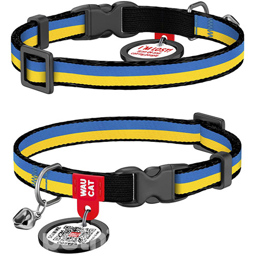 WauCat Nylon Нашийник "Colors of freedom" із QR-паспортом для котів