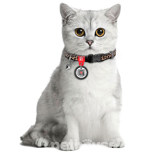 WauCat Nylon Нейлоновий нашийник "Леопард" з QR-паспортом для котів