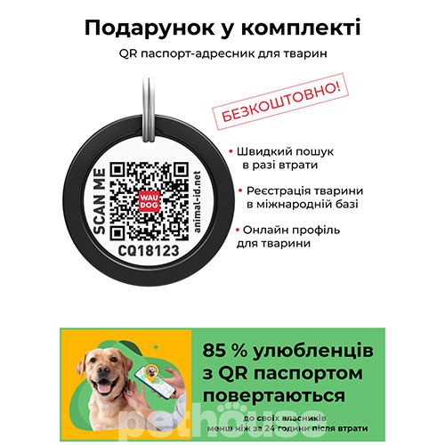 WauCat Nylon Шлея "Нескінченні світи" з повідцем і QR-паспортом для котів і собак