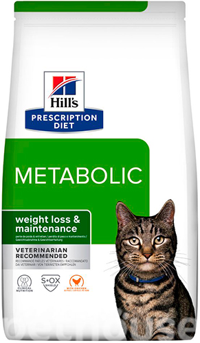 Hill's Prescription Diet Metabolic Weight Loss (Weight Management) - Корм-дієта з куркою для кішок, які страждають на ожиріння, надмірну вагу