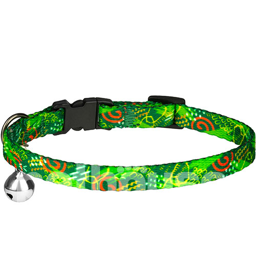 HiDog Нейлоновий нашийник "Abstraction green" для котів