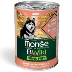 Monge Вологий корм (шматочки в соусі) з м'ясо та м'ясні субпродукти риба лосось для дорослих собак