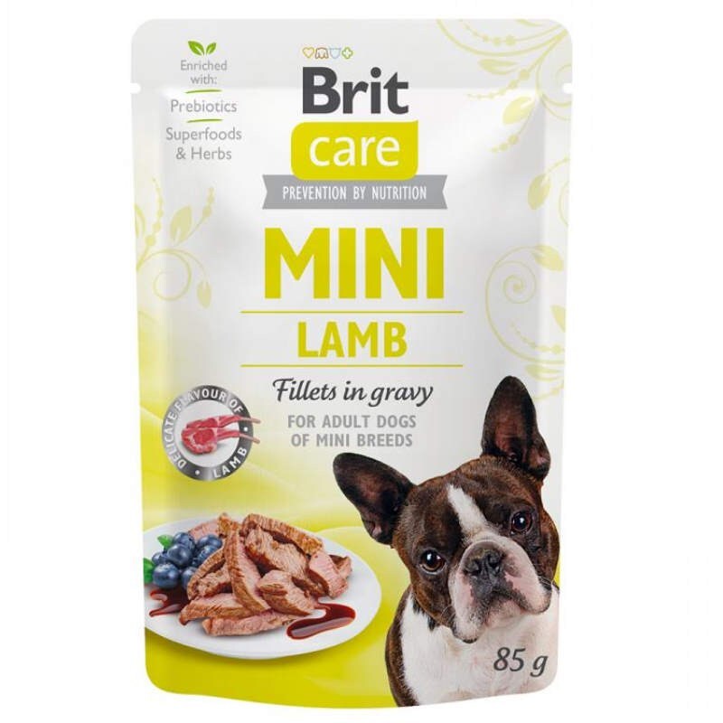 Brit Care Вологий корм (шматочки в соусі) з м'ясо та м'ясні субпродукти ягня для собак мініатюрних порід