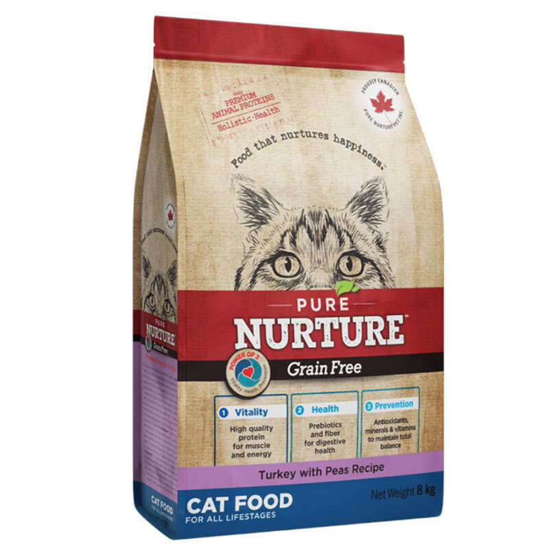 Pure Nurture Grain Free - Сухий беззерновий корм з індичкою та горошком для котів для всіх етапів життя