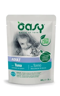 Oasy Вологий корм (шматочки в соусі) з м'ясо та м'ясні субпродукти риба тунець для дорослих котів