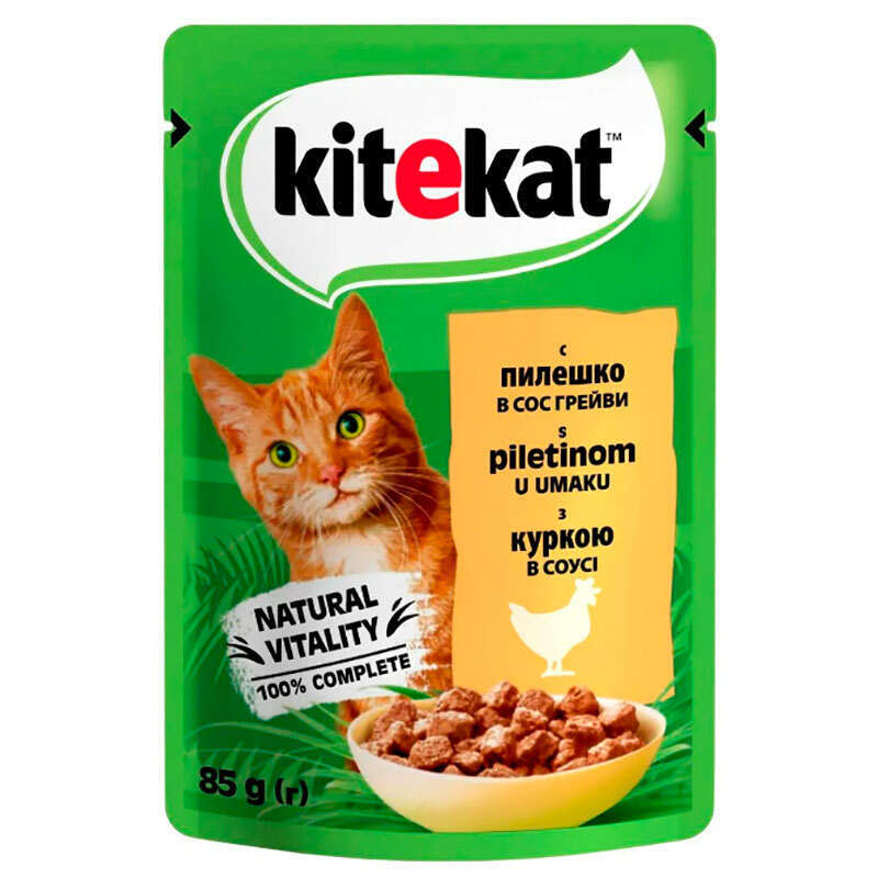 Kitekat Вологий корм (шматочки в соусі) з куркою для котів