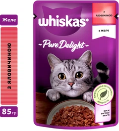 Whiskas Вологий корм (шматочки в желе) з яловичиною для котів