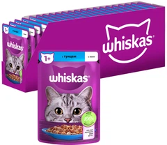Whiskas Вологий корм (шматочки в желе) з м'ясо та м'ясні субпродукти риба тунець для дорослих котів