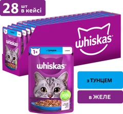Whiskas Вологий корм (шматочки в желе) з м'ясо та м'ясні субпродукти риба тунець для дорослих котів