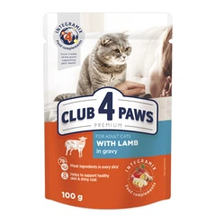 Club 4 Paws Вологий корм (шматочки в соусі) з ягнятиною для дорослих котів