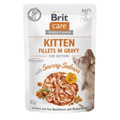 Brit Care Вологий корм (шматочки в соусі) з курка м'ясо та м'ясні субпродукти риба лосось для котів
