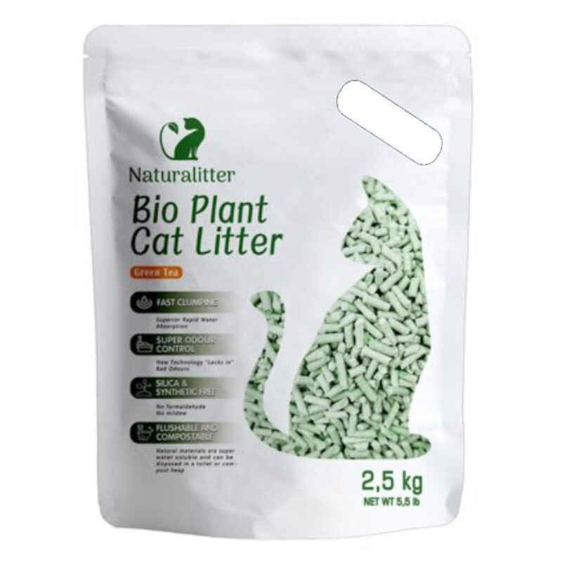 Naturalitter (Натураліттер) Bio Plant Cat Litter Green Tea - Наповнювач соєвий, що утворює грудки для котячого туалету з ароматом зеленого чаю