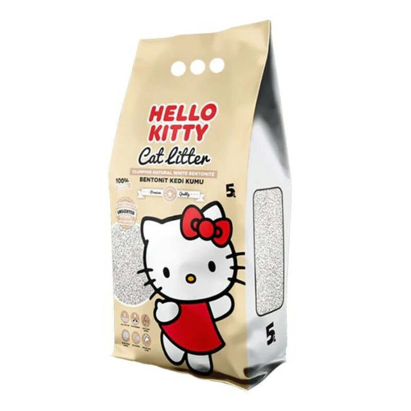 Hello Kitty (Хелоу Кітті) Cat Litter Natural - Білий бентонітовий наповнювач для котячого туалету без ароматизаторів