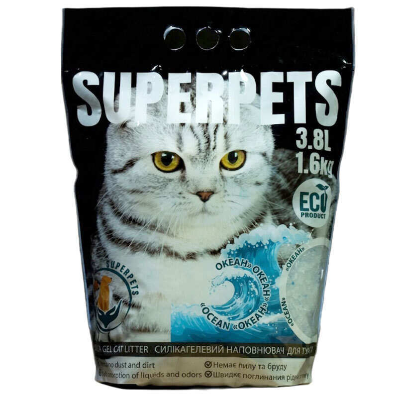 Superpets - Наповнювач силікагелевий з ароматом океану для котячого туалету