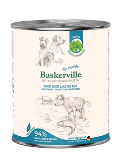 Упаковка вологого корму для собак Baskerville з лососем та яловичиною 800г 6шт