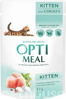 Упаковка мокрого корму Optimeal для котят з куркою 85 г 12 шт