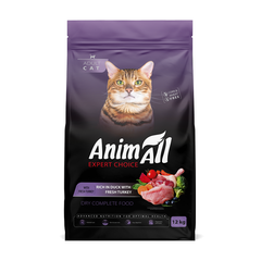Сухий повнораціонний корм для котів AnimAll зі свіжою індичкою та качкою 12 кг