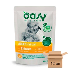 OASY CAT Adult Hairball для дорослих кішок схильних до утворення грудок вовни павук з куркою - 12 шт 3017343761-12sht