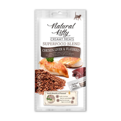 Natural Kitty Крем-сніг для кішок зі смаком курки печінки та насіння льону Pettric 4х12г