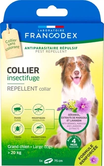 Laboratoire Francodex repellent collar нашийник з репелентною дією від бліх і кліщів для собак великих порід (вагою від 20 кг) з гераніолом, 72 см