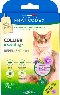 Laboratoire Francodex repellent collar нашийник з репелентною дією від бліх і кліщів для котів з гераніолом, 35 см