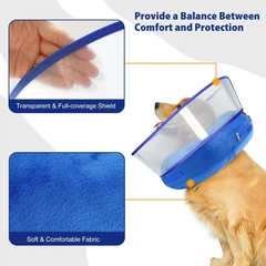 Захисний надувний нашийник для собак Derby Inflatable Dog Cone with Detachable Anti-Licking Shield, Blue, M