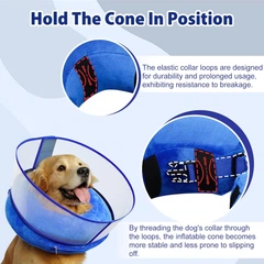 Захисний надувний нашийник для собак Derby Inflatable Dog Cone with Detachable Anti-Licking Shield, Blue, M