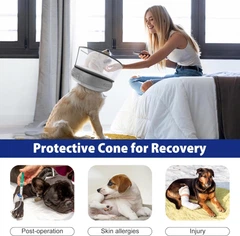 Захисний надувний нашийник для собак Derby Inflatable Dog Cone with Detachable Anti-Licking Shield, Grey, M
