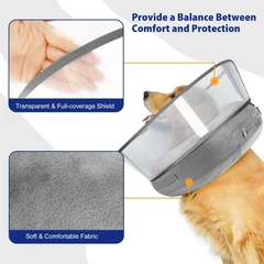 Захисний надувний нашийник для собак Derby Inflatable Dog Cone with Detachable Anti-Licking Shield, Grey, M