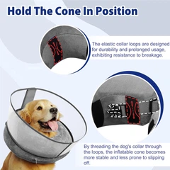 Захисний надувний нашийник для собак Derby Inflatable Dog Cone with Detachable Anti-Licking Shield, Grey, M