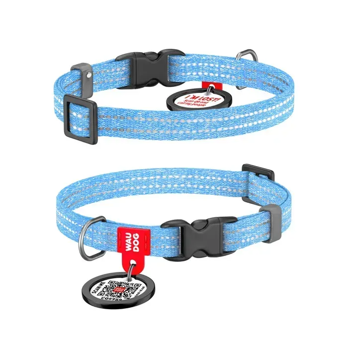 Нашийник для собак COLLAR WOUDOG Світловідбиваючий ХS - блакитний